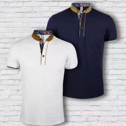 Polo Shirt mit Kontrastkragen tropical