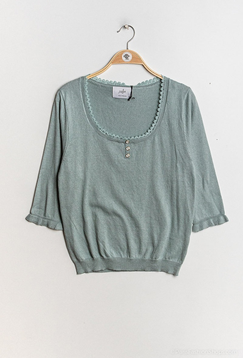 Feinstrickoberteil mit 3/4-Ärmeln I Strickpullover für Damen online kaufen