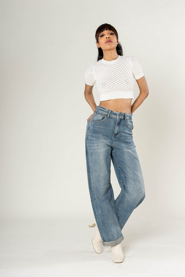 High-Waisted Boyfriend Jeans Barrel