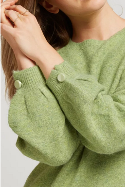 PAMELA – Rundhalspullover - apfelgrün/lavendel