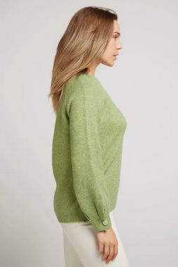 PAMELA – Rundhalspullover - apfelgrün/lavendel