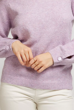 PAMELA – Rundhalspullover - apfelgrün/lavendel