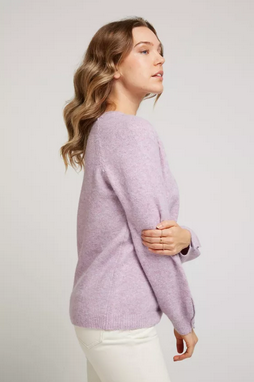 PAMELA – Rundhalspullover - apfelgrün/lavendel