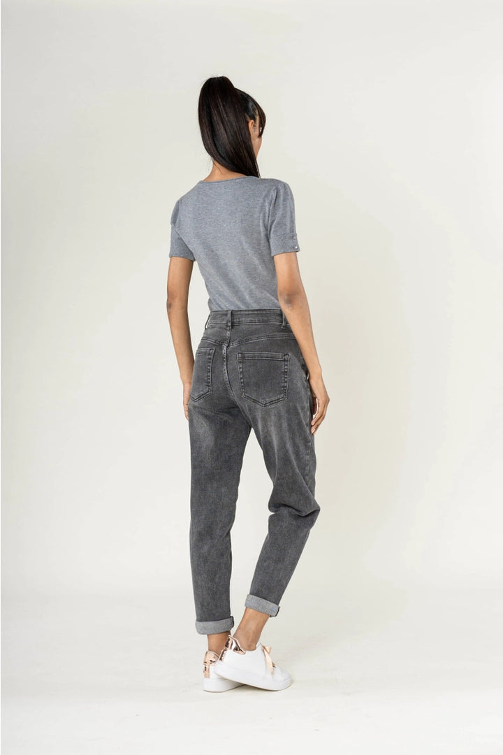 Boyfriend Stretch Jeans - grau