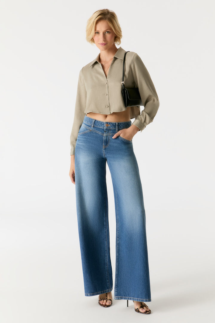 HAZEL Wide Leg Jeans - medium blue