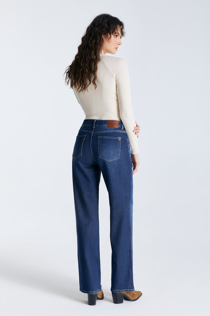 NOVA High Waist Straight Jeans dark blue