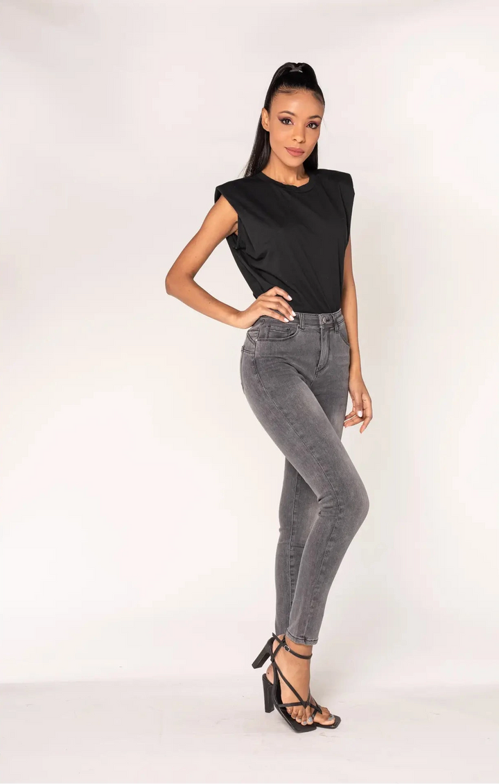 Skinny Jeans Push Up - grau
