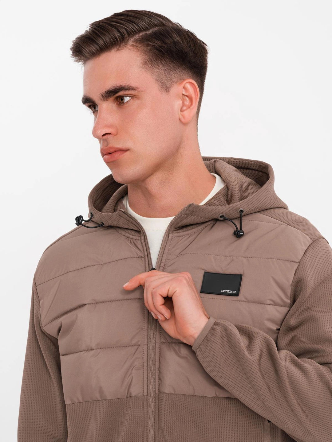 Steppjacke mit Kapuze - hellbaun