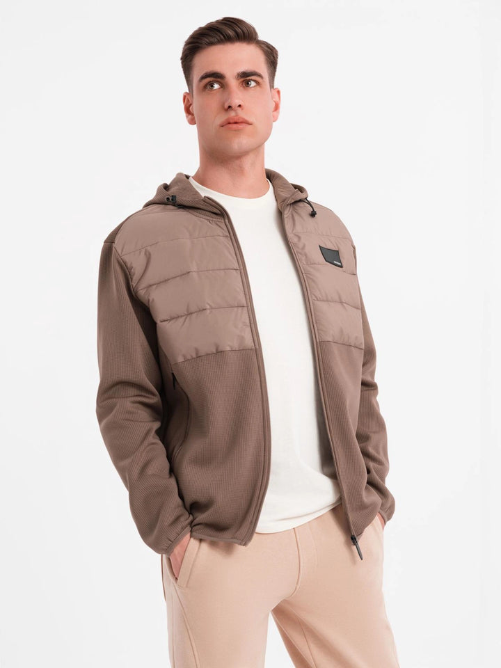 Steppjacke mit Kapuze - hellbaun