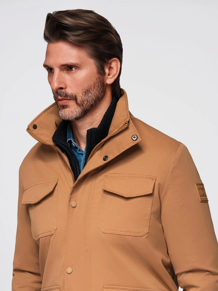 Winterjacke mit Stehkragen Herren - braun 