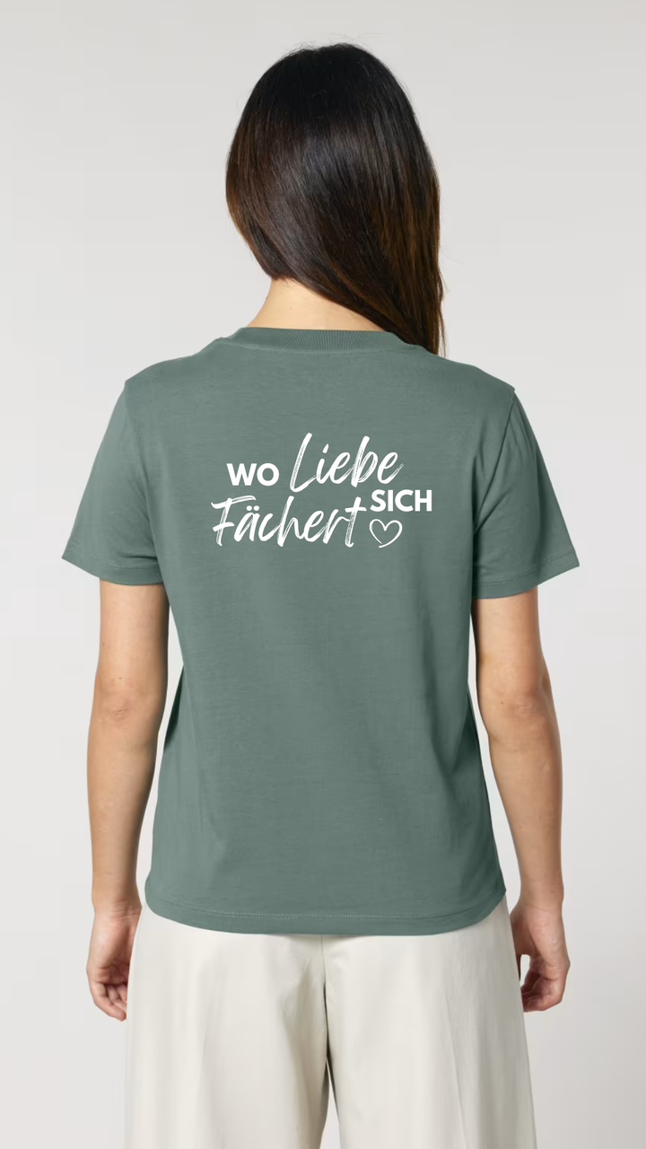 Wo Liebe sich fächert x Fächerliebe Collabo T-Shirt – Limited Edition in vielen Farben erhältlich