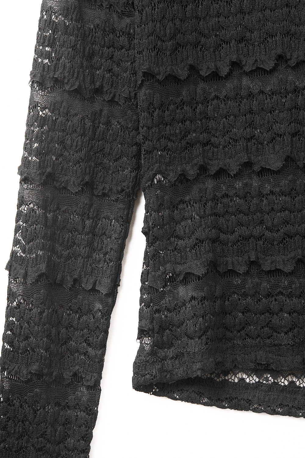 Spitzen-Langarmshirt - schwarz