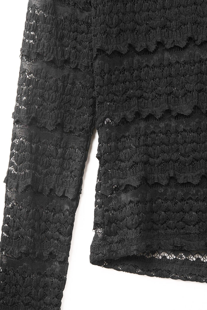 Spitzen-Langarmshirt - schwarz