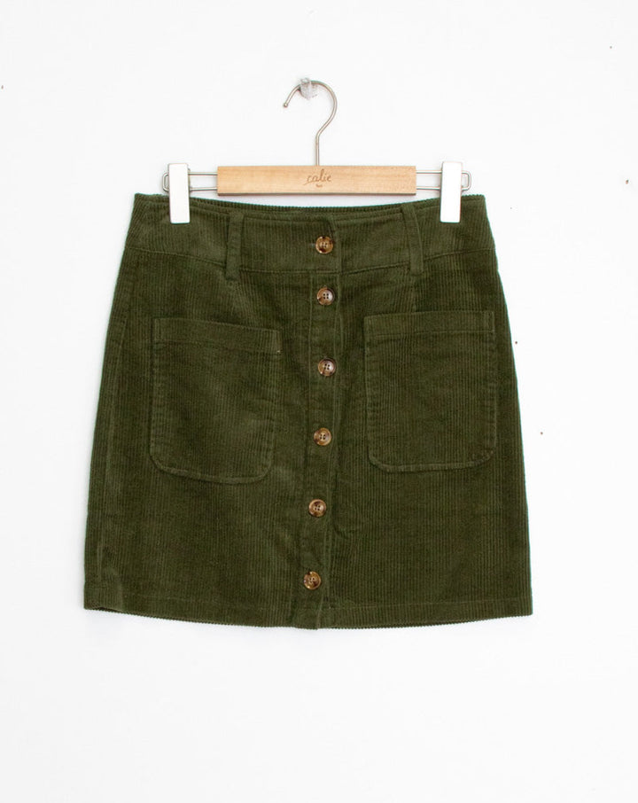 Cord-Minirock mit Taschen in olive & braun für Damen kaufen