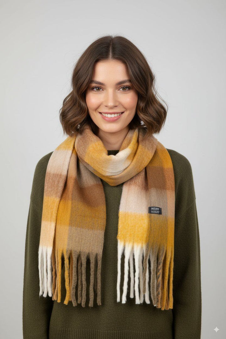 Karoschal mit Wollanteil in verschiedenen Farben