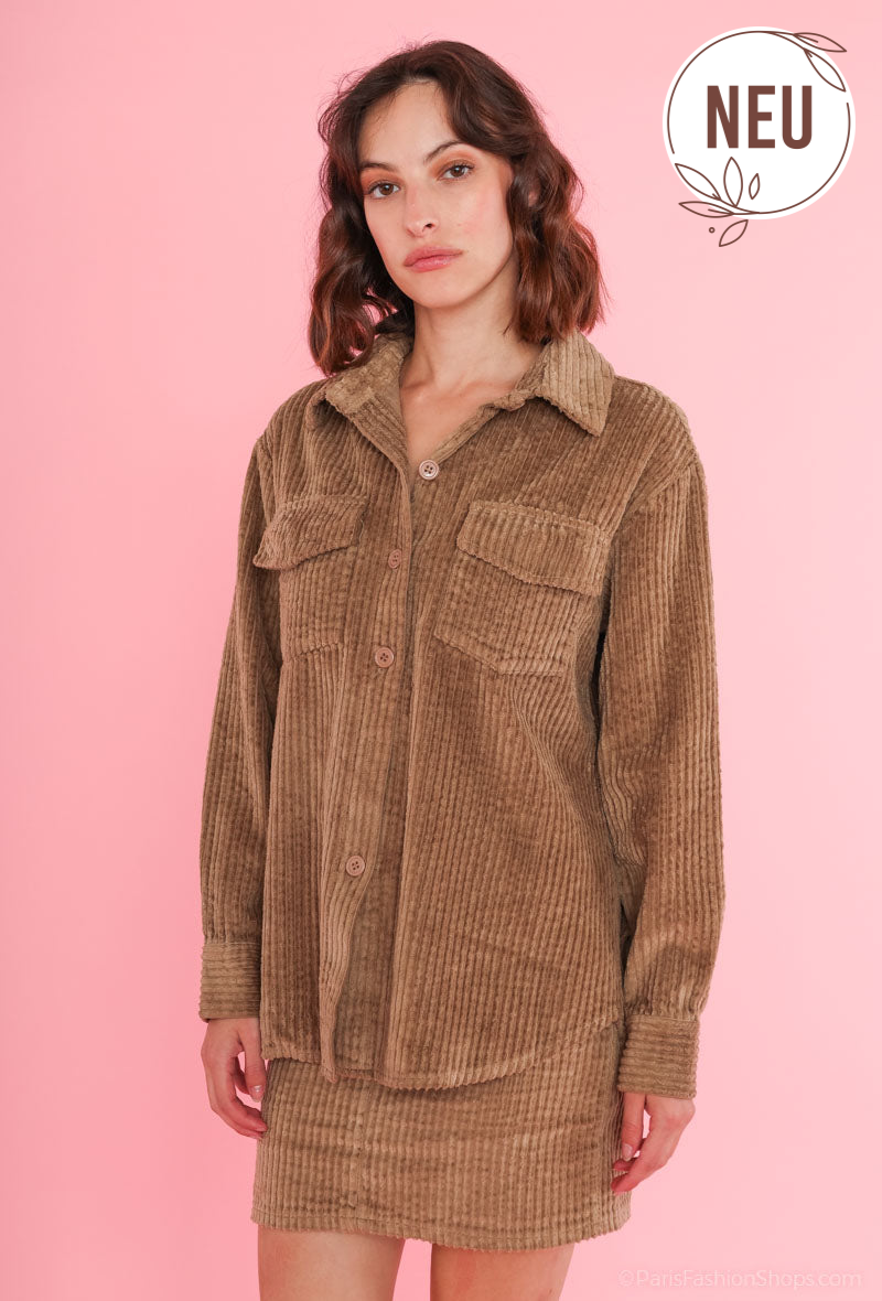 Cord-Hemdjacke aus Viskose