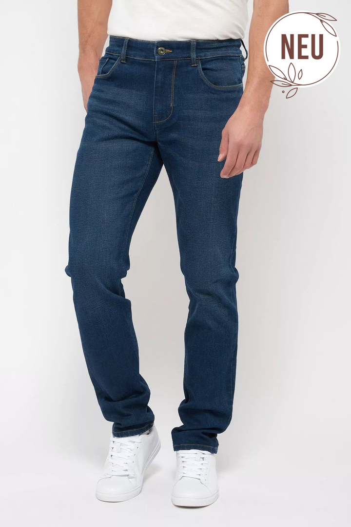 Tapered Fit Jeans aus 100 % recycelten Materialien dunkelblau