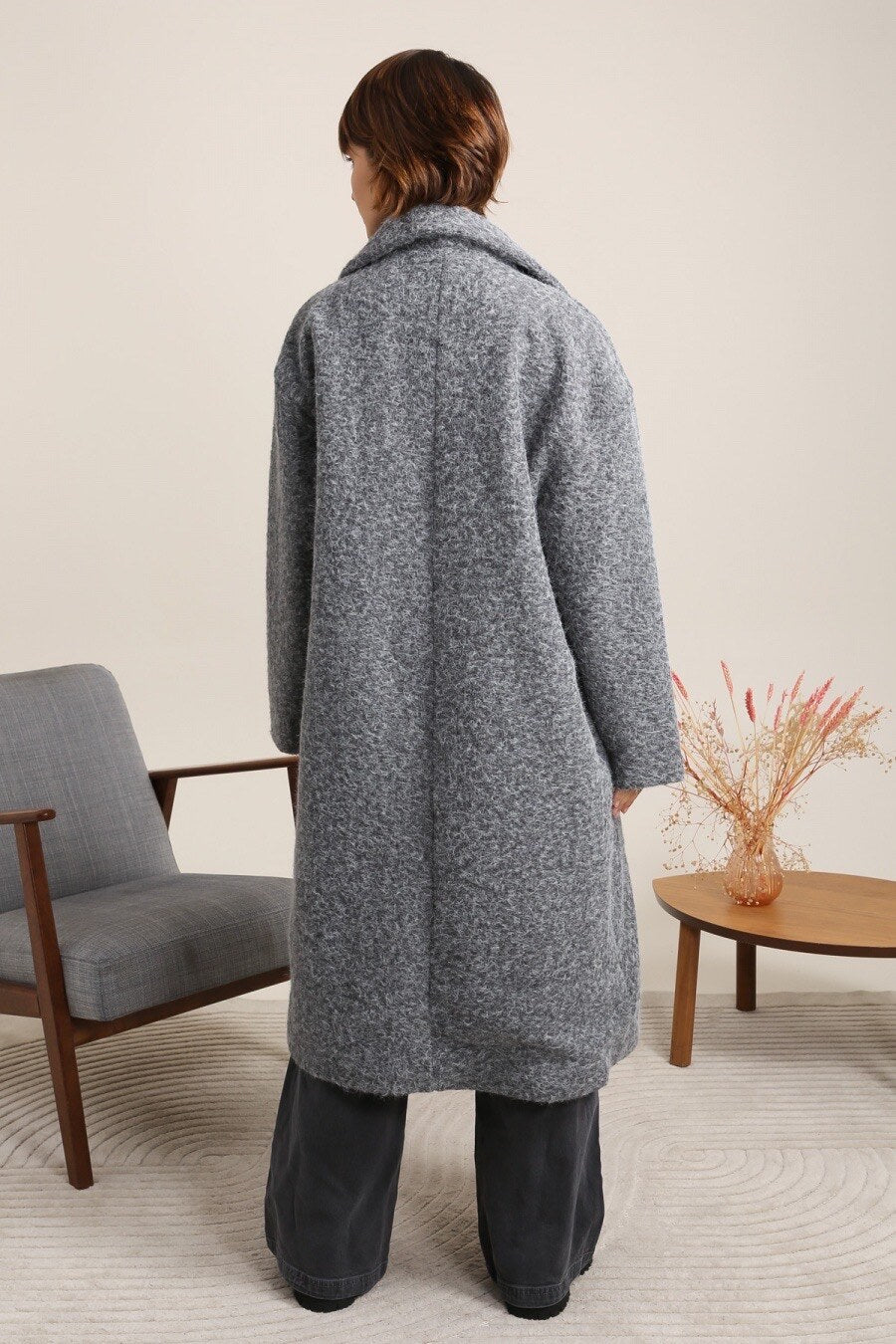 Wintermantel - grau/khaki