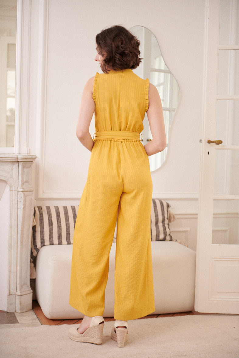 Jumpsuit / Wickeloverall in gelb I Hochzeit Outfits günstig kaufen