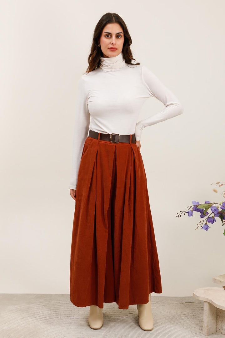 Velorhose mit Gürtel - marine/terrakotta