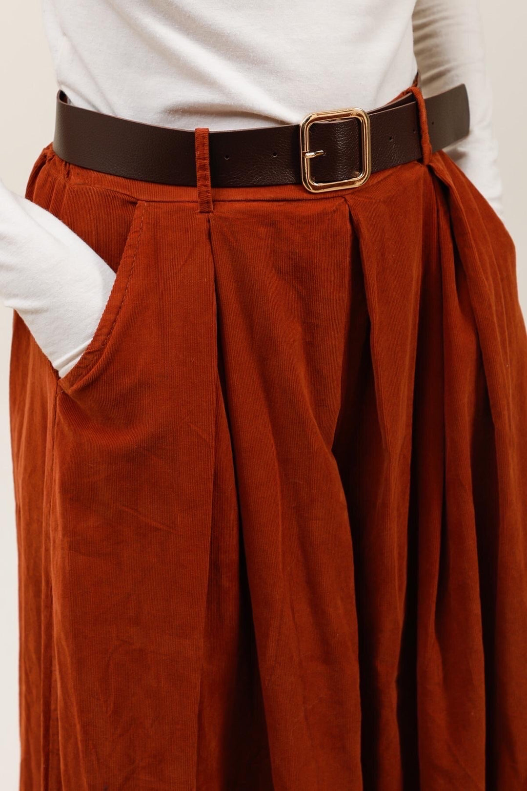 Velorhose mit Gürtel - marine/terrakotta