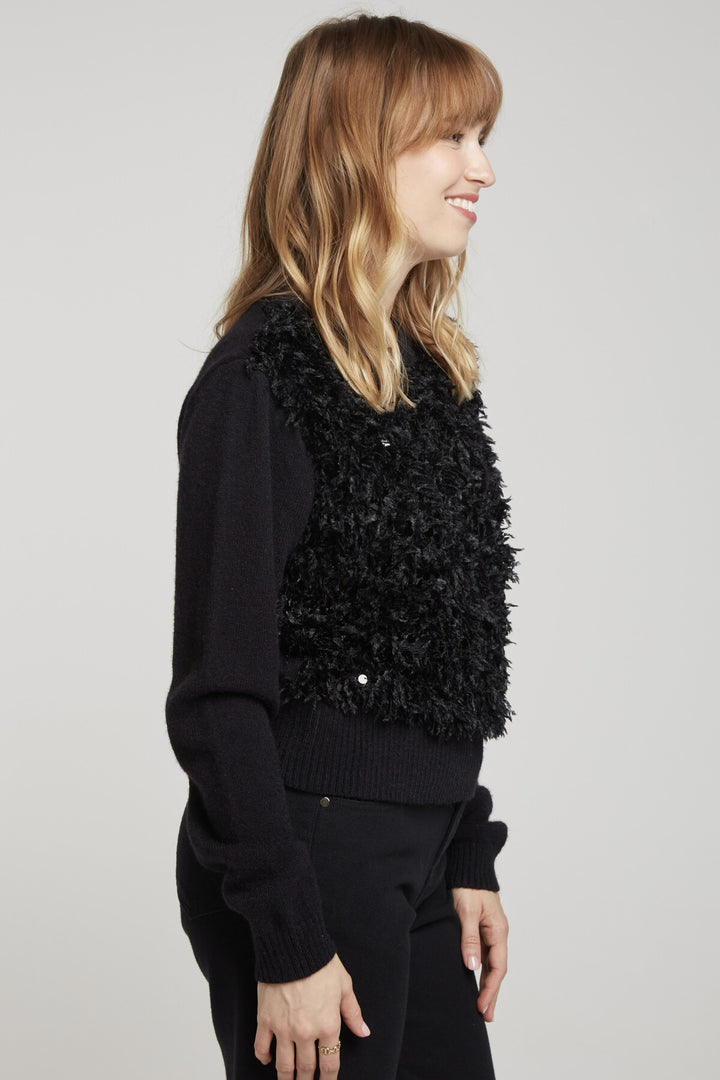 PERDRIX - Pullover mit Pailletten und Federn - schwarz