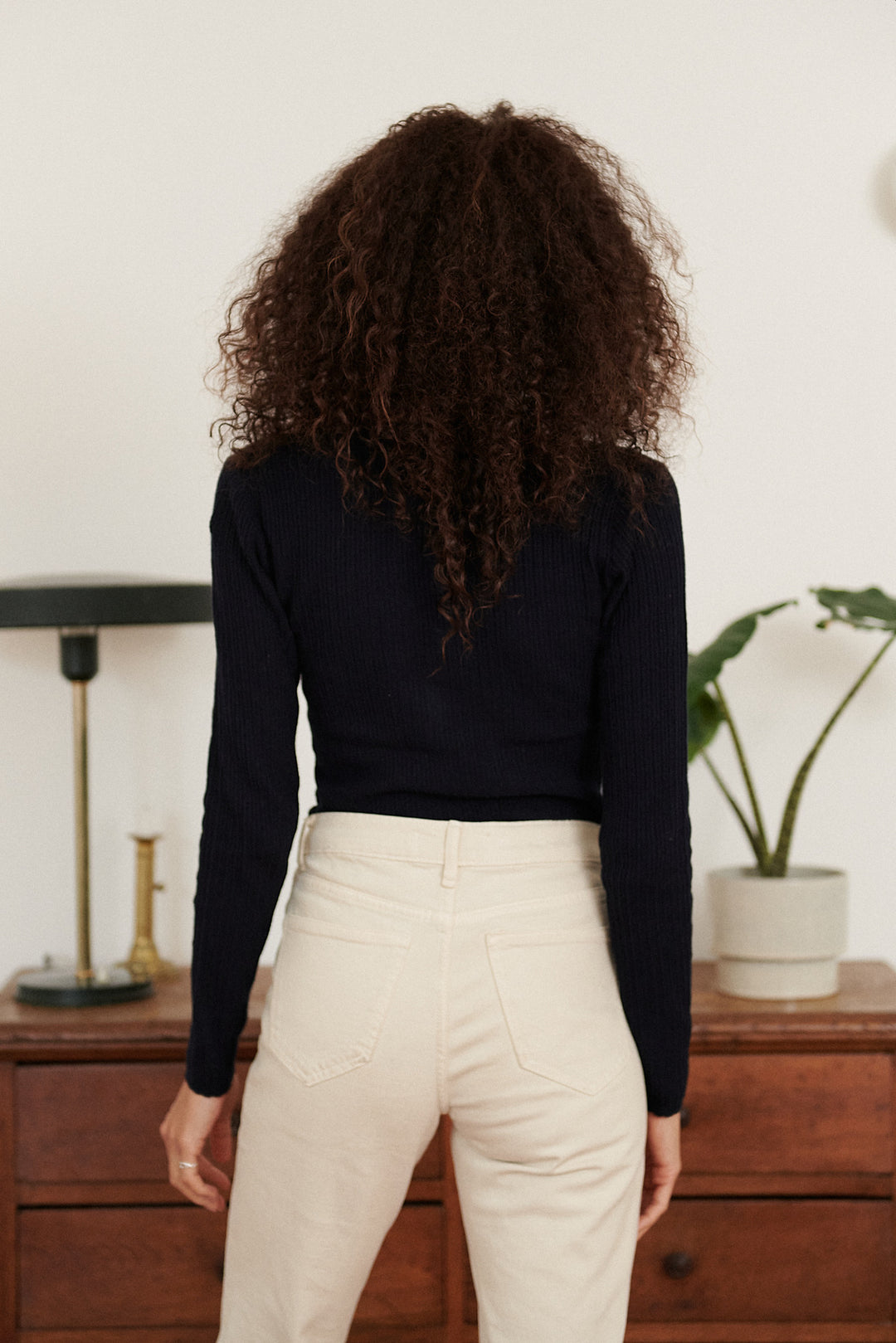 Pullover mit V-Ausschnitt aus Wolle und Baumwolle