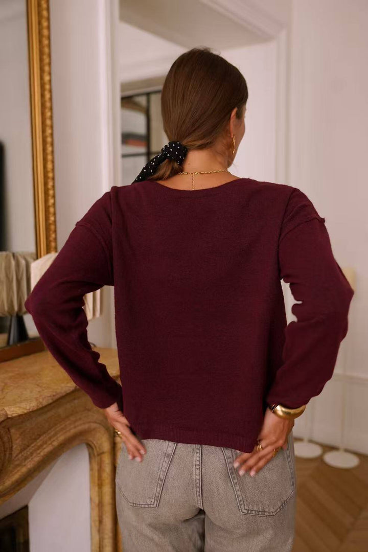 Feinstrickpullover mit U-Boot-Ausschnitt