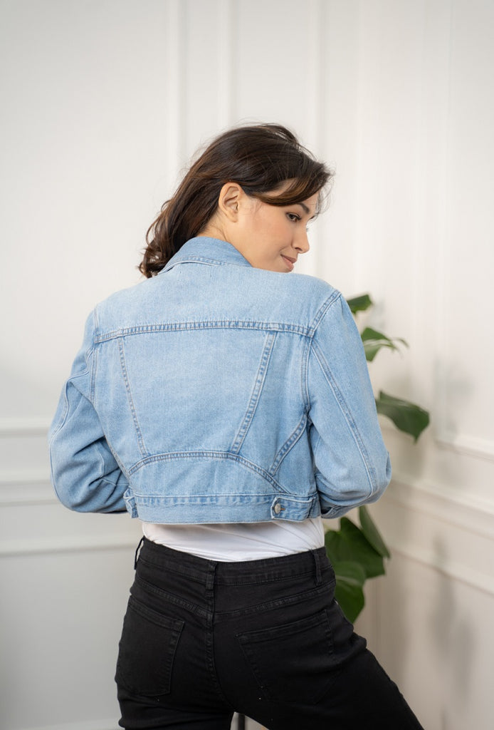 kurze Jeansjacke für Damen in hellblau bestellen I Damen Jacken