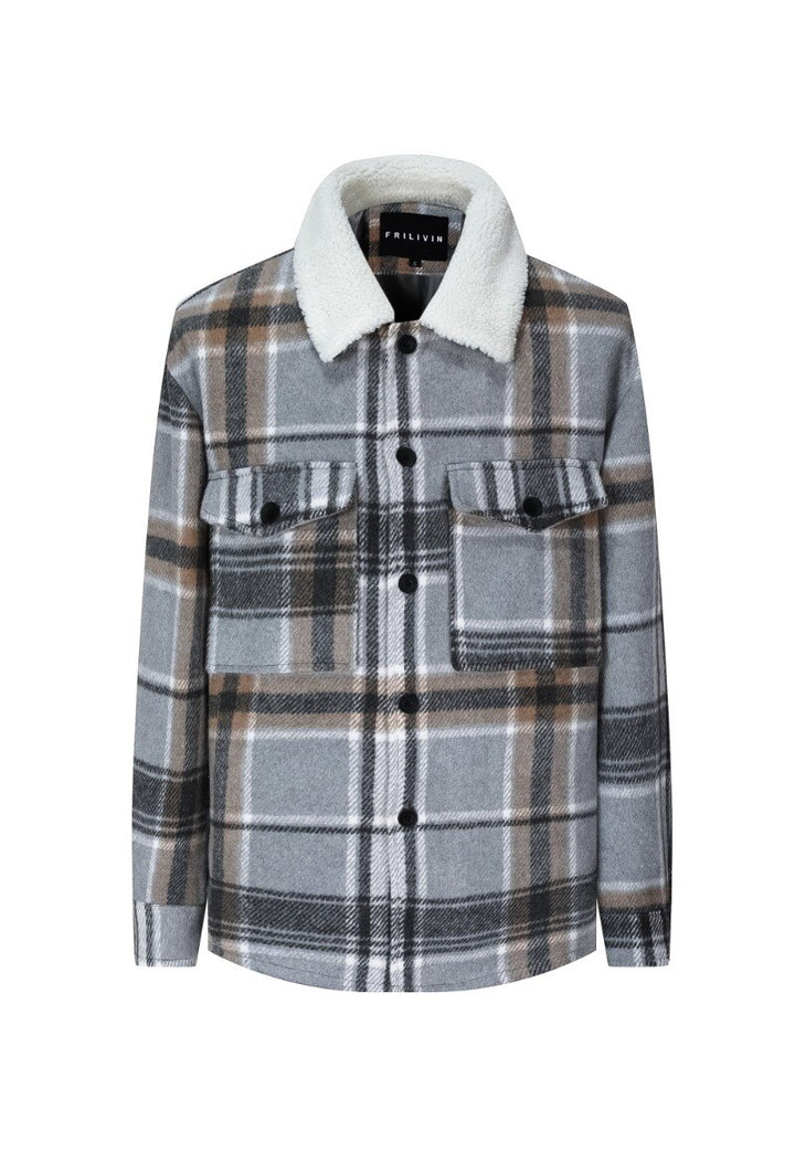 Flannelartige Holzfäller Jacke mit Schafkragen