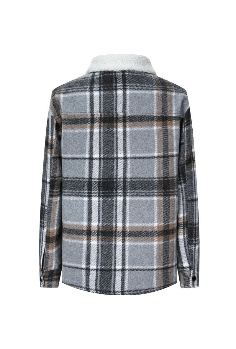 Flannelartige Holzfäller Jacke mit Schafkragen