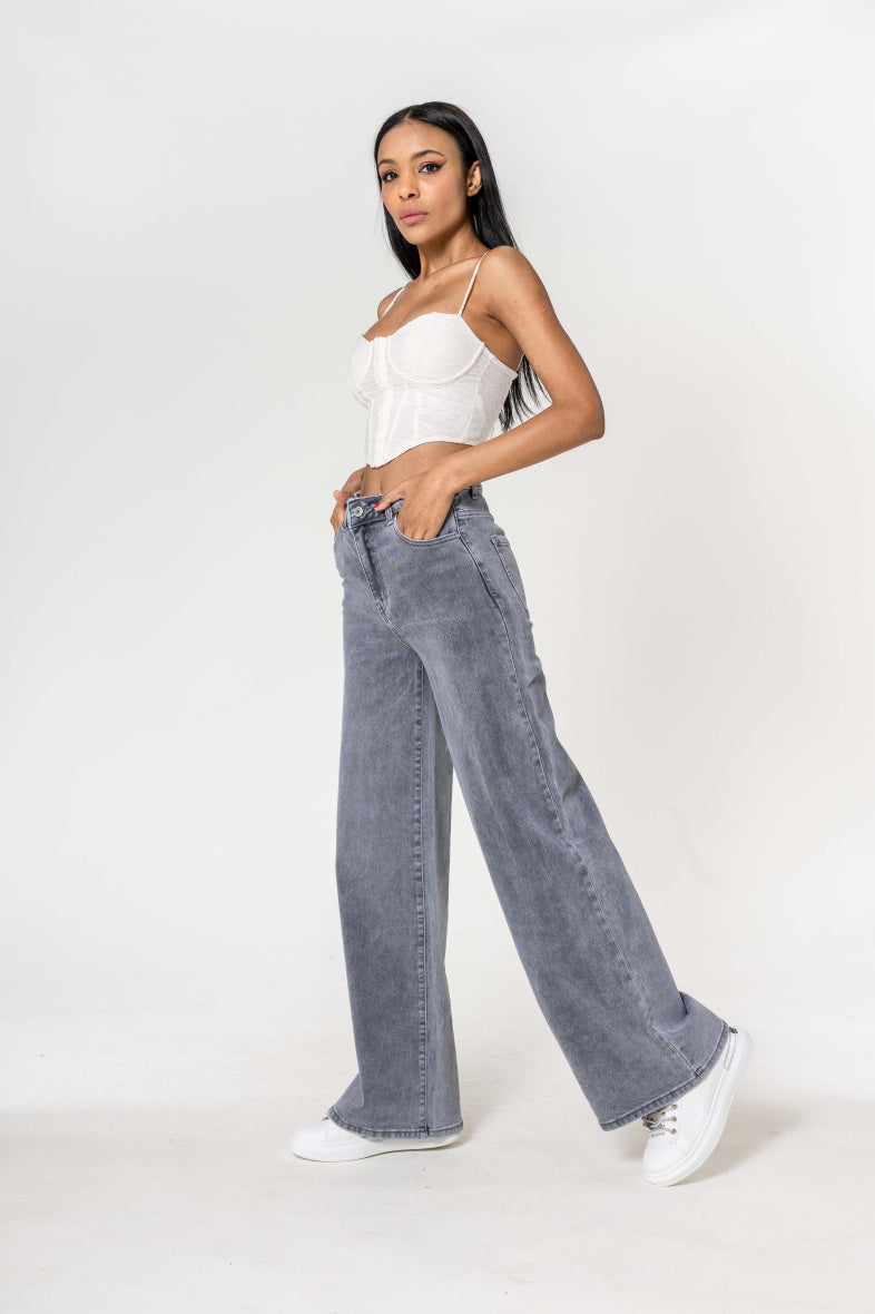 High-Waisted Wide Leg Jeans