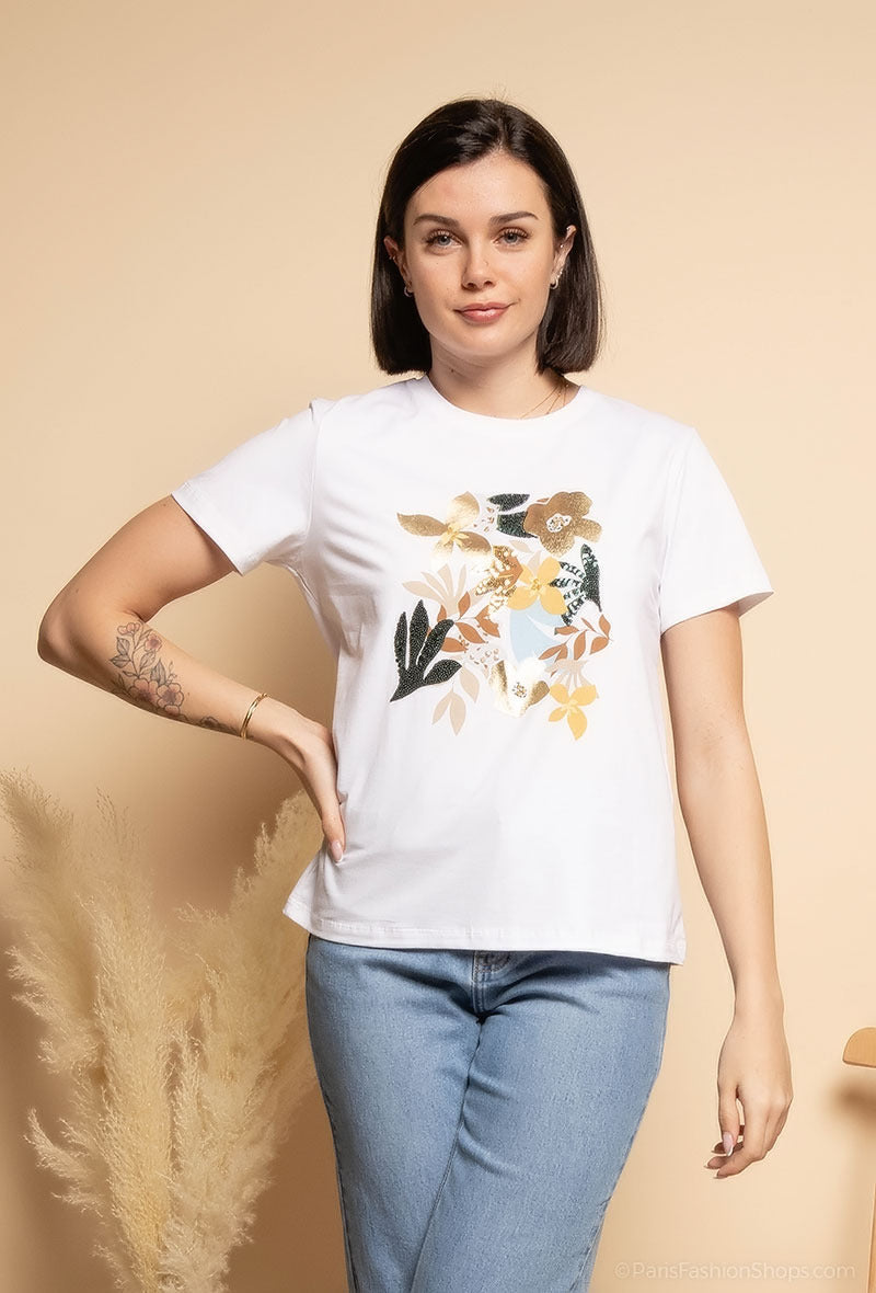 T-Shirt mit Pflanzen-Print