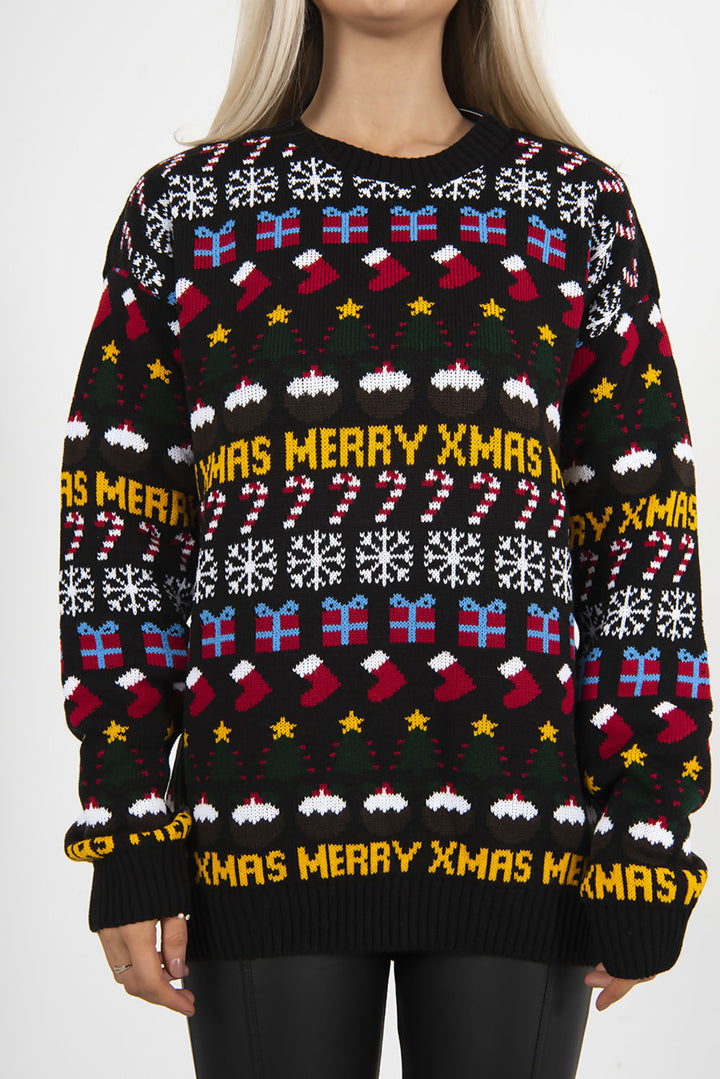 Weihnachtspullover BLACK KNITTED CHRISTMAS