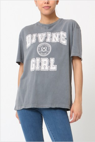T-Shirt für Damen, Motivdruck Divine Girl