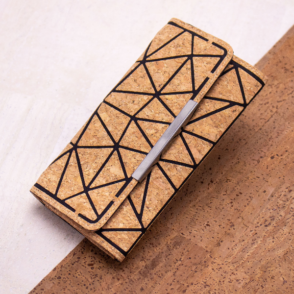 Trifold Geometrisch Geldbörse aus Kork, vegan, handmade