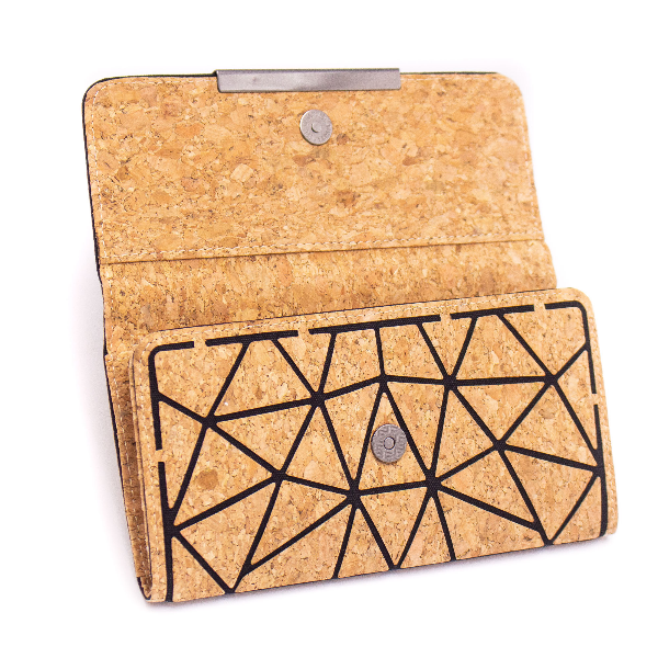 Trifold Geometrisch Geldbörse aus Kork, vegan, handmade