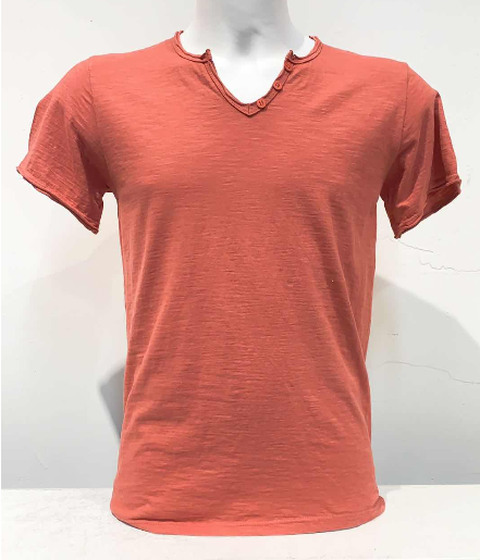 T-shirt für Herren im "Henley" Style, vintage tomato