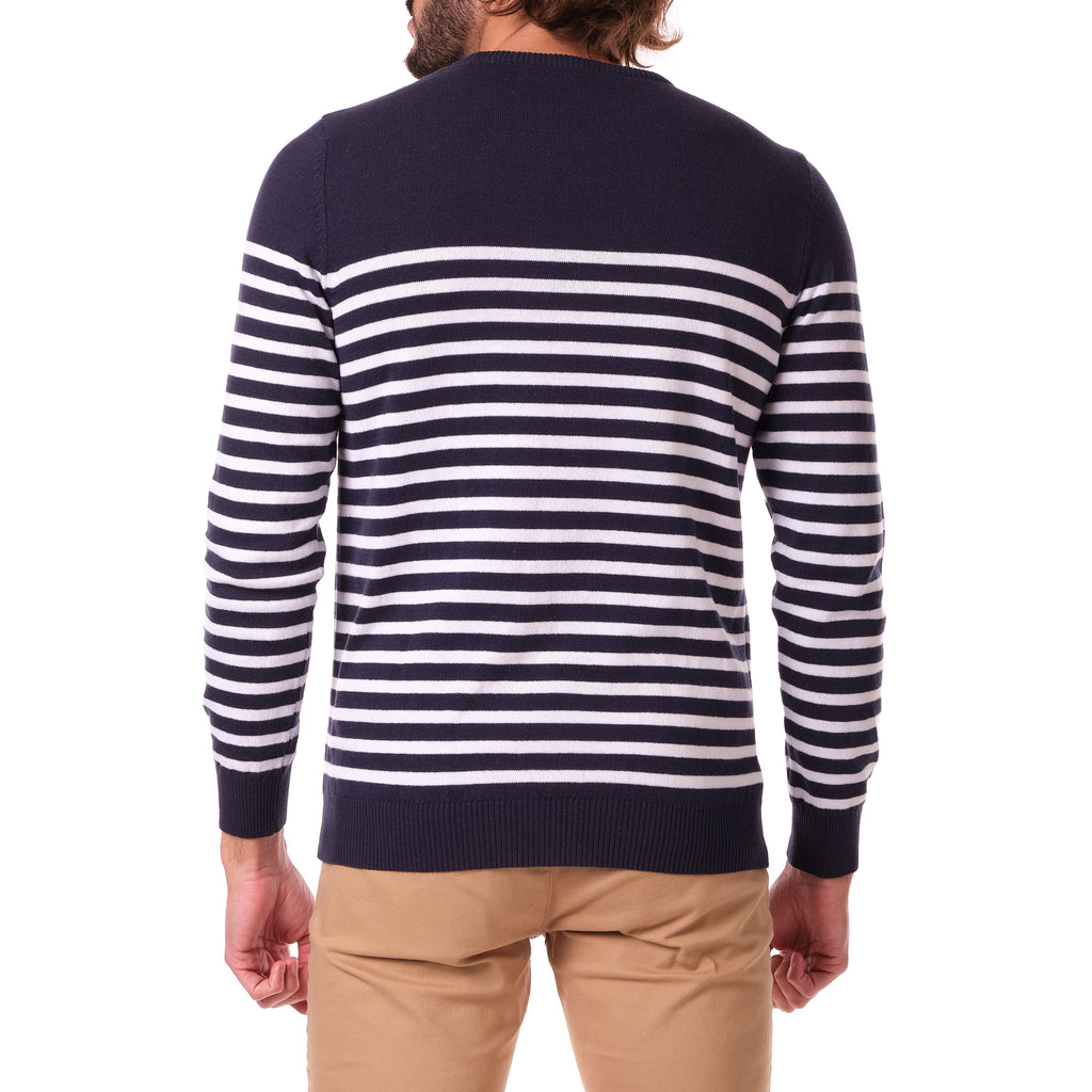 gestreifter Strickpullover für Herren aus Baumwolle