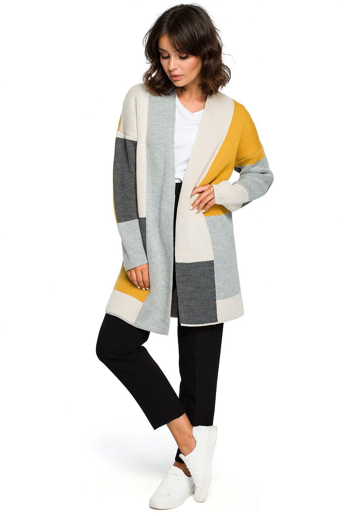 Midi Cardigan für Damen, Patchworkoptik