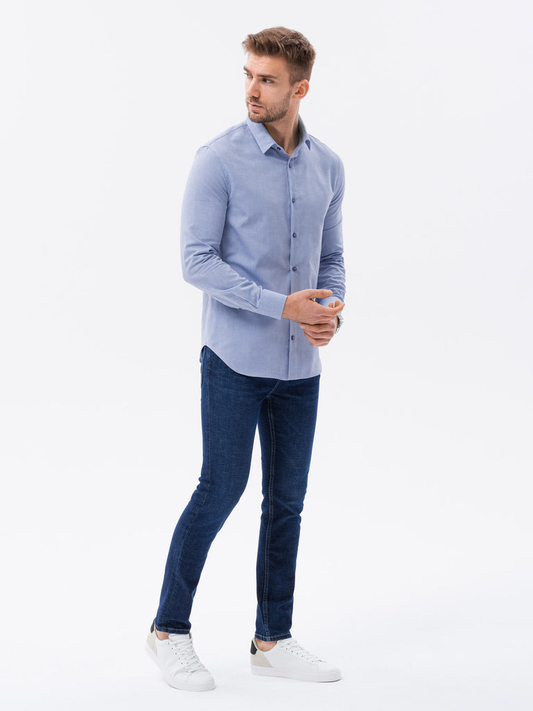 Herren Hemd mit Stehkragen in blau I Hemden Hemden versandkostenfrei